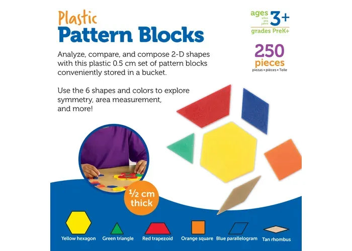 Learning Resources Plastic Pattern Blocks - 0.5 cm, Set of 250