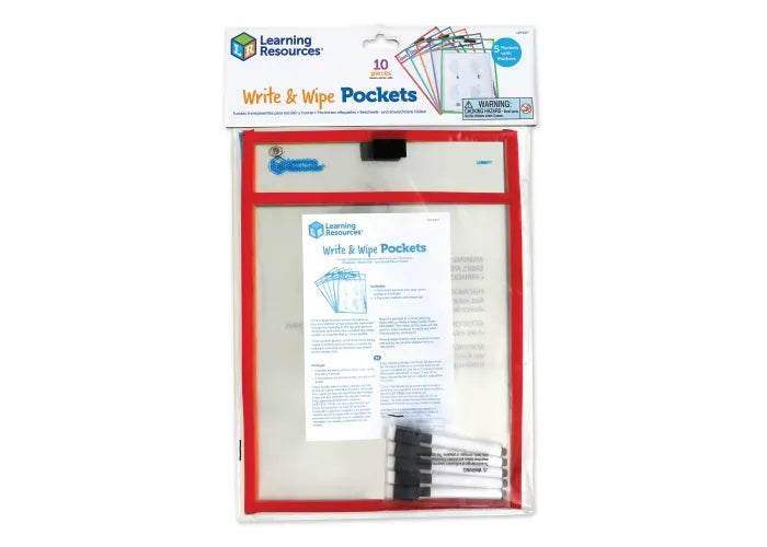 Learning Resources Write & Wipe Pockets, Set of 5