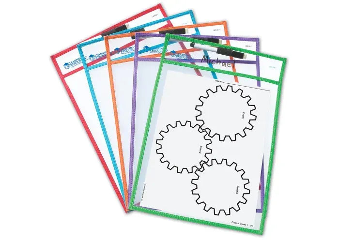 Learning Resources Write & Wipe Pockets, Set of 5