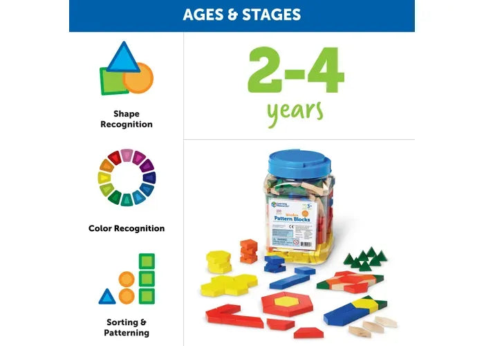 Learning Resources Wooden Pattern Blocks, 1-cm, Set of 250