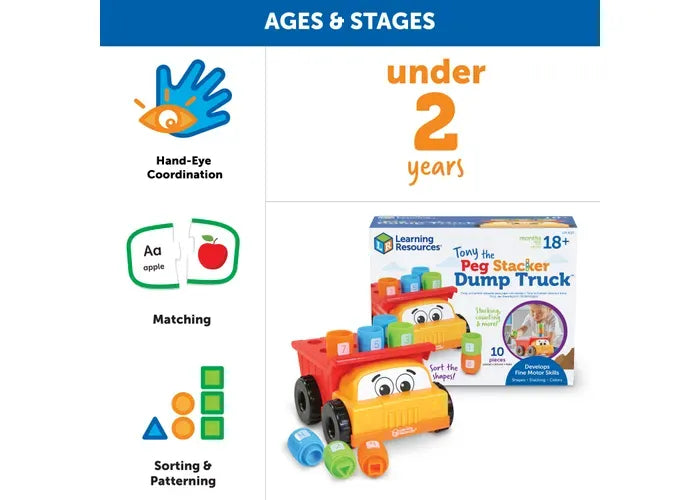Learning Resources Tony the Peg Stacker Dump Truck
