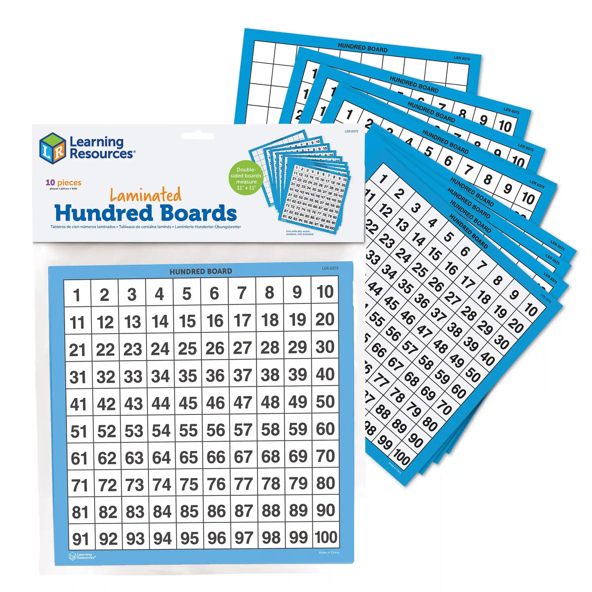 Learning Resources Laminated Hundred Boards, Set of 10