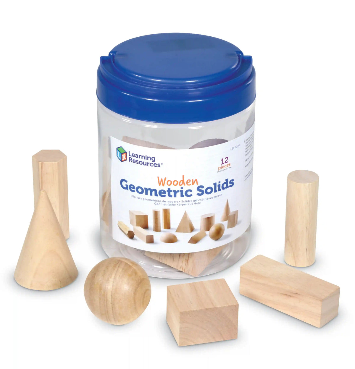 Learning Resources Wooden Geometric Solids, Set of 12