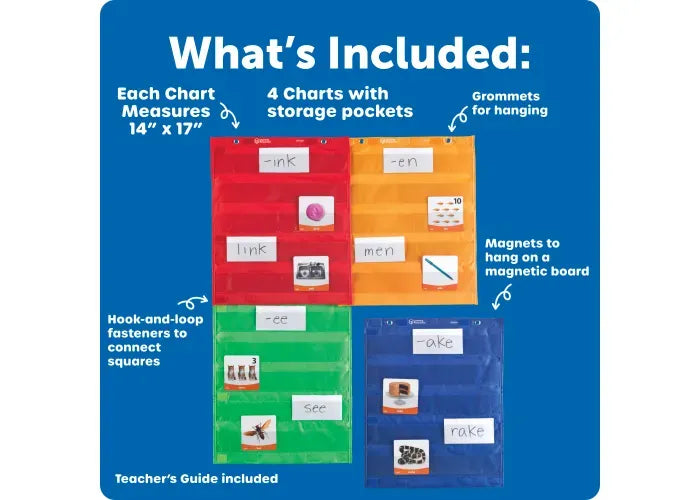 Learning Resources Magnetic Pocket Chart Squares, Set of 4