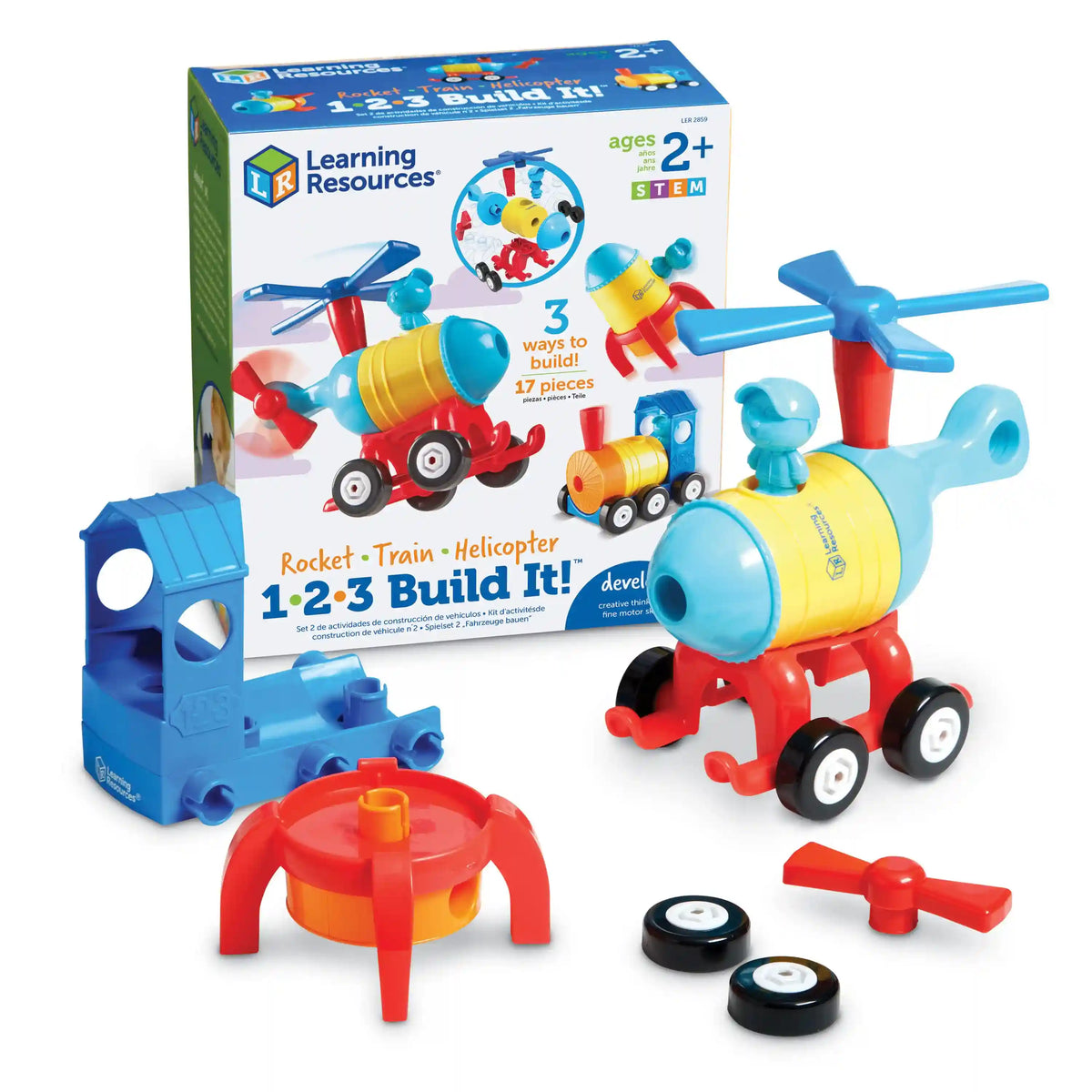 Learning Resources 1-2-3 Build It! ™ Rocket-Train-Helicopter