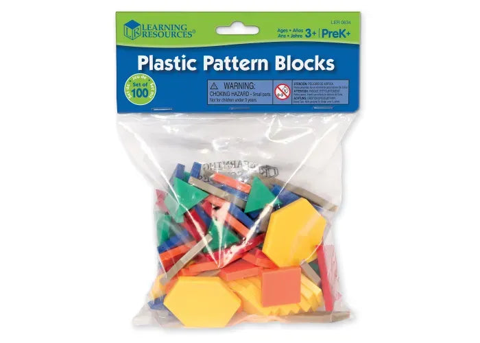 Learning Resources Plastic Pattern Blocks - 0.5 cm, Set of 100
