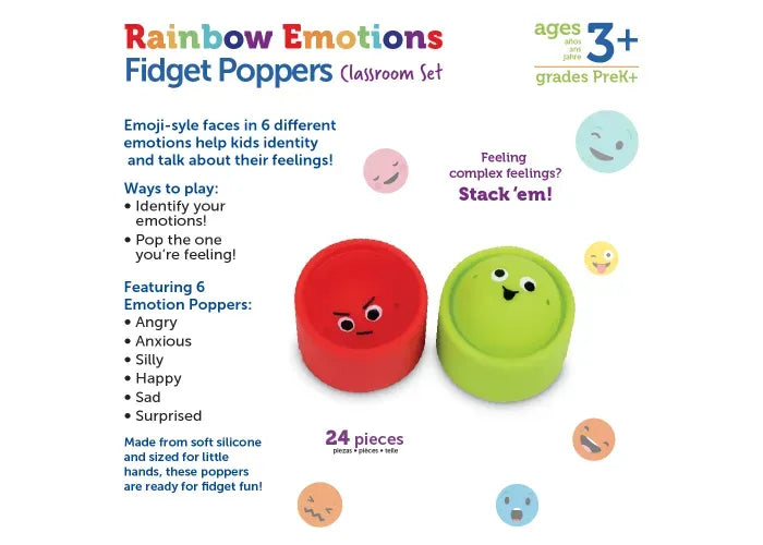 Learning Resources Rainbow Emotion Fidget Poppers Classroom Set