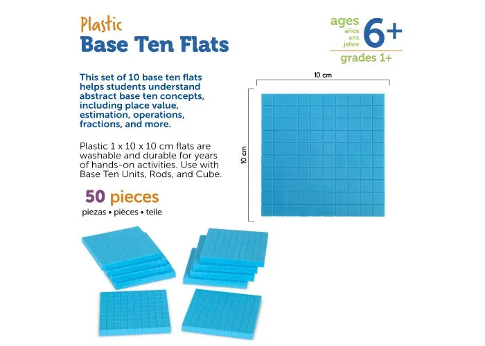 Learning Resources Plastic Base Ten Flats, Set of 10