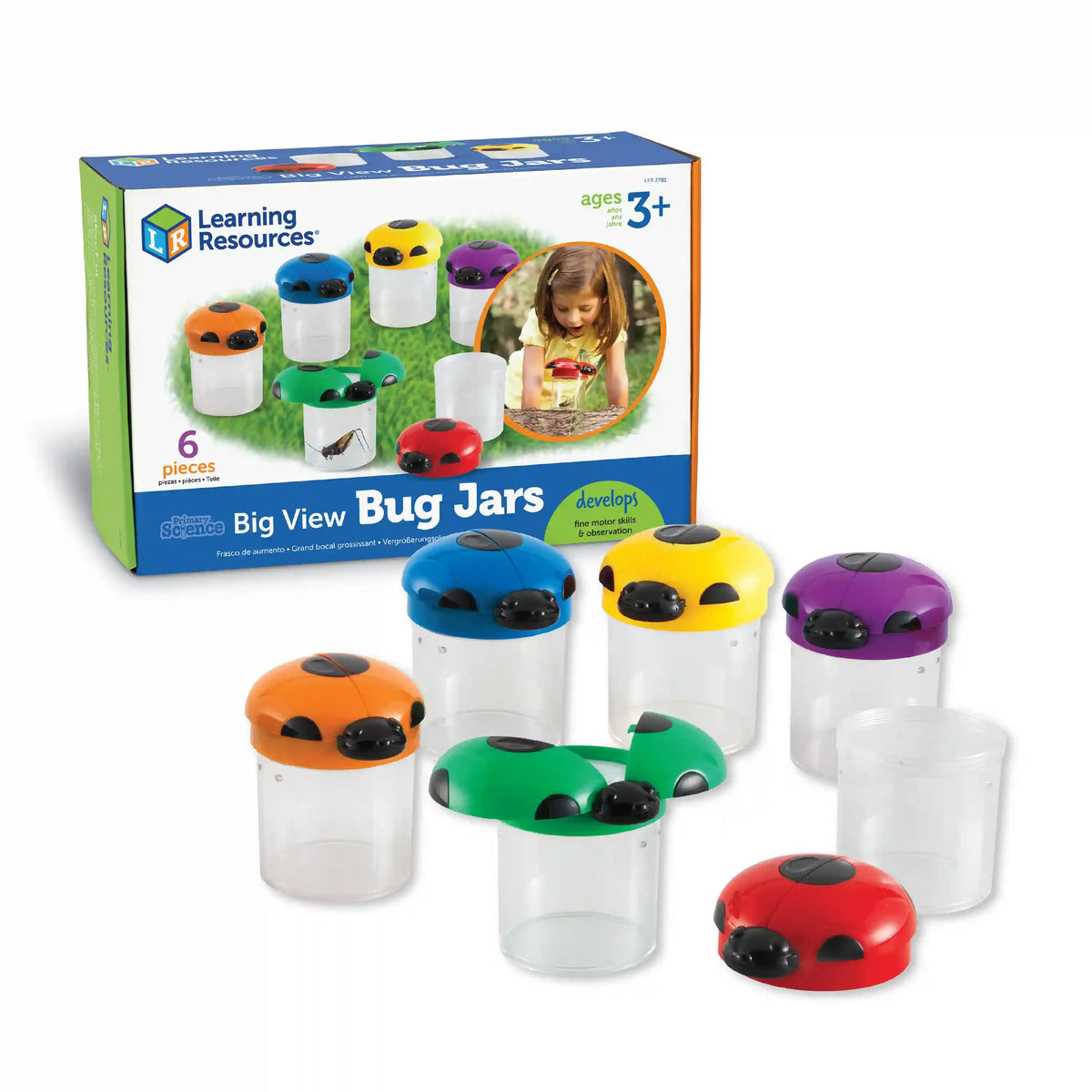 Learning Resources Primary Science ® Big View Bug Jars, Set of 6