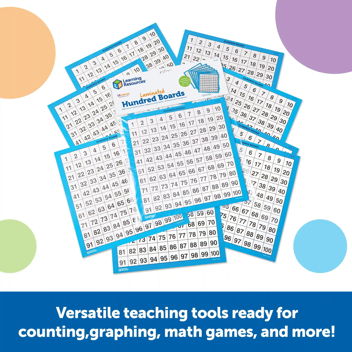 Learning Resources Laminated Hundred Boards, Set of 10